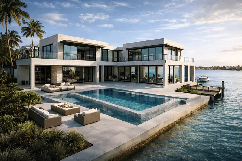 Mare Vista waterfront home with infinity pool on Biscayne Bay, Key Biscayne