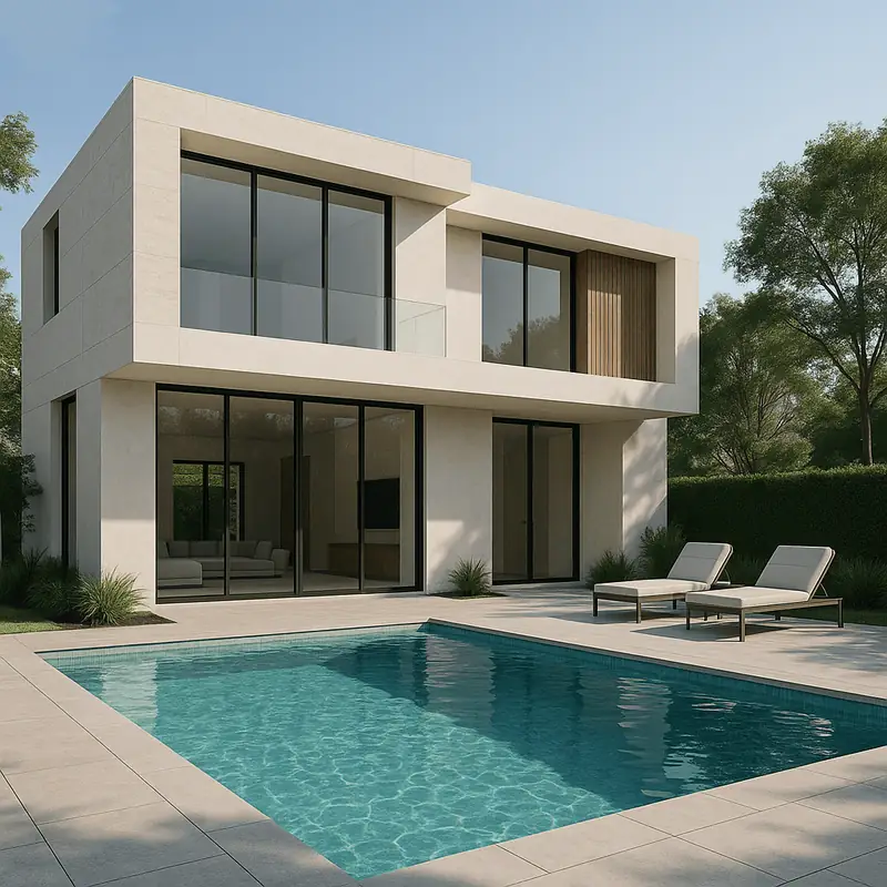 Rear facade and pool of The Grove II